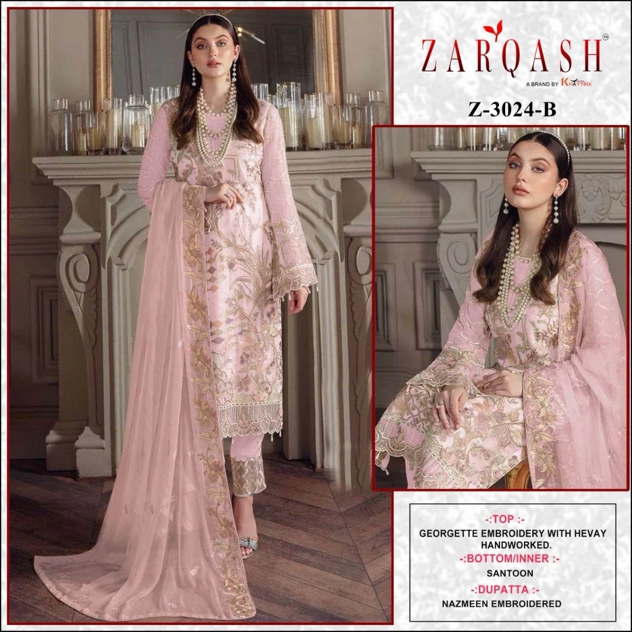 Zarqash Z 3024 Georgette Wholesale Pakistani Salwar Suit Catalog — Wholesale Pakistani Suits, MPA wholesale from Surat - Gallery Image 2